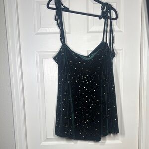 Emerald Velvet Starry pinafore with Spaghetti Straps
